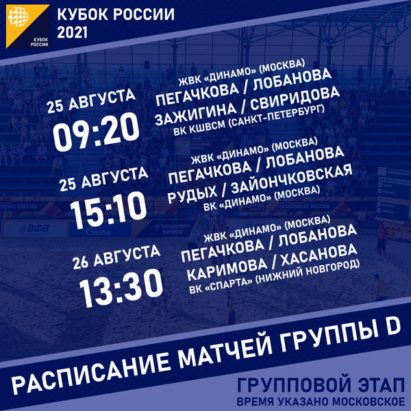 Представители ЖВК «Динамо» (Москва) примут участие в розыгрыше Кубка России-2021 по пляжному волейболу